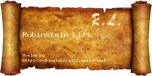 Rubinstein Lili névjegykártya